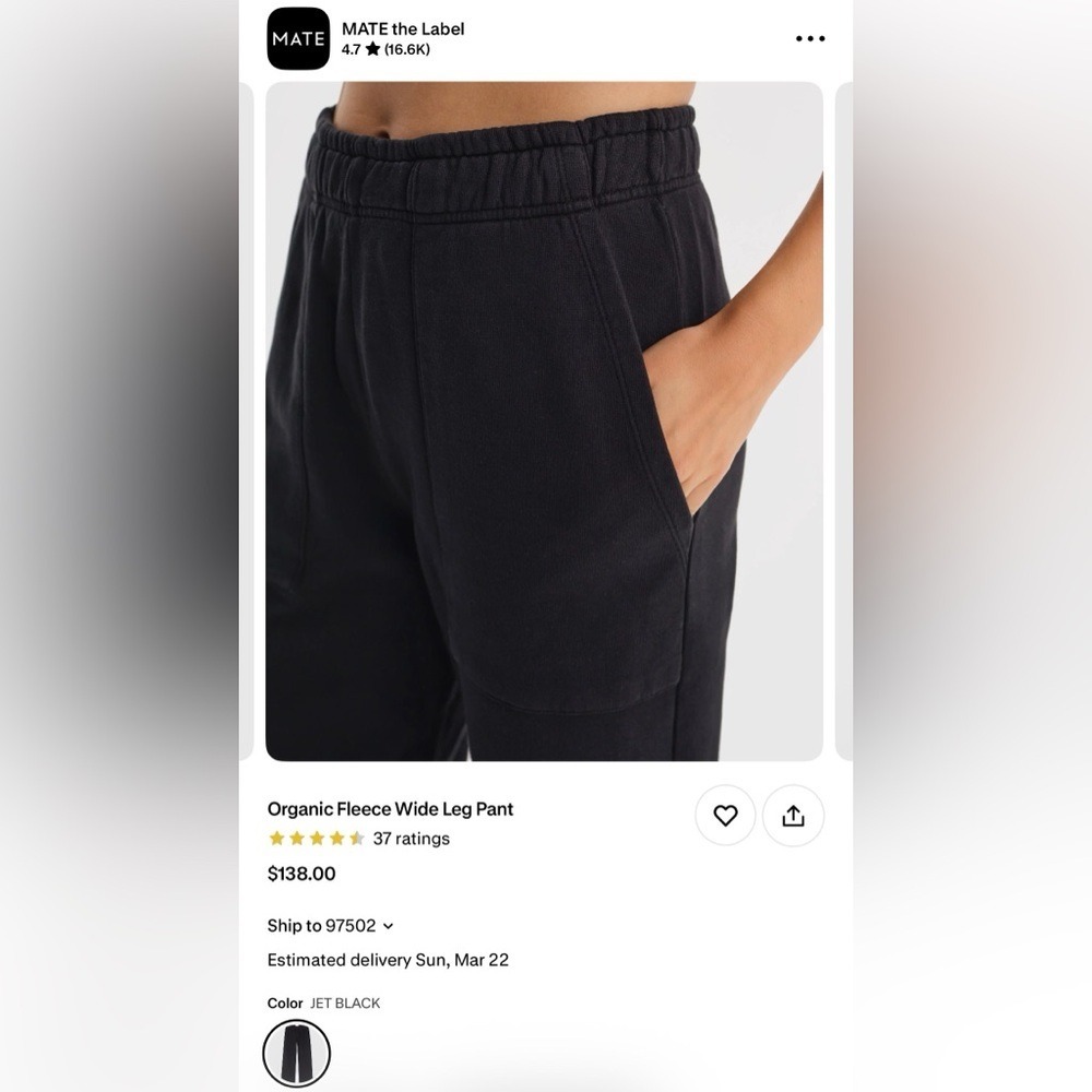 Mate the label brand - Black Wide Leg Pants L - Picture 5 of 9